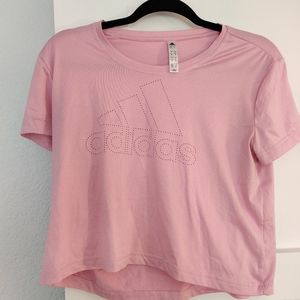 Adidas pink workout crop top